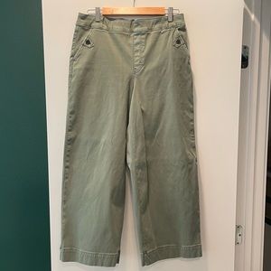 Stretch Twill Cropped Wide Leg Pant in Soft Sage